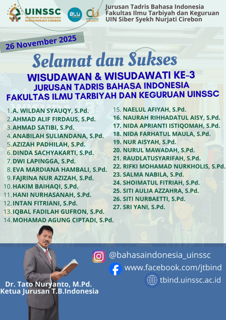 Wisuda Ke-3 Jurusan Tadris Bahasa Indonesia, FITK UIN Siber Syekh Nurjati Cirebon