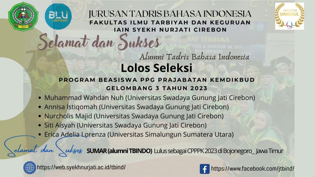 Selamat dan Sukses Alumni Tadris Bahasa Indonesia Lulus Seleksi Program Beasiswa PPG Gelombang 3
