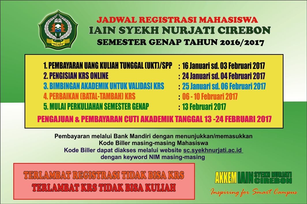 JADWAL REGISTRASI MAHASISWA SEMESTER GENAP TA. 2016-2017
