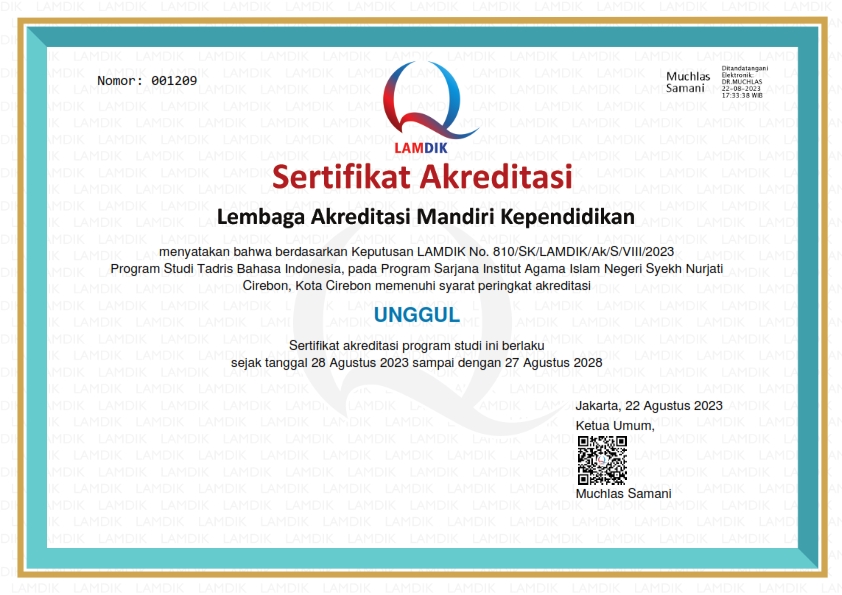 Program Studi Tadris Bahasa Indonesia, FITK, IAIN Syekh Nurjati Cirebon Meraih Akreditasi Unggul