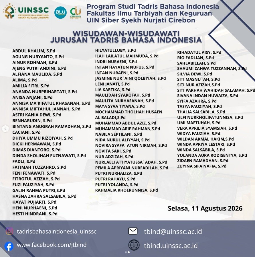 Wisuda ke-5 Jurusan Tadris Bahasa Indonesia, FITK, UIN Siber Syekh Nurjati Cirebon