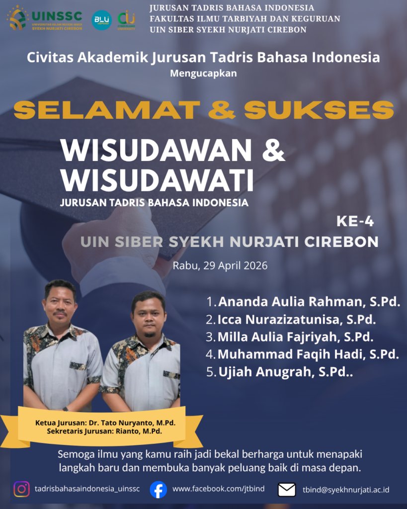 Wisuda ke-4 Jurusan Tadris Bahasa Indonesia, FITK, UIN Siber Syekh Nurjati Cirebon